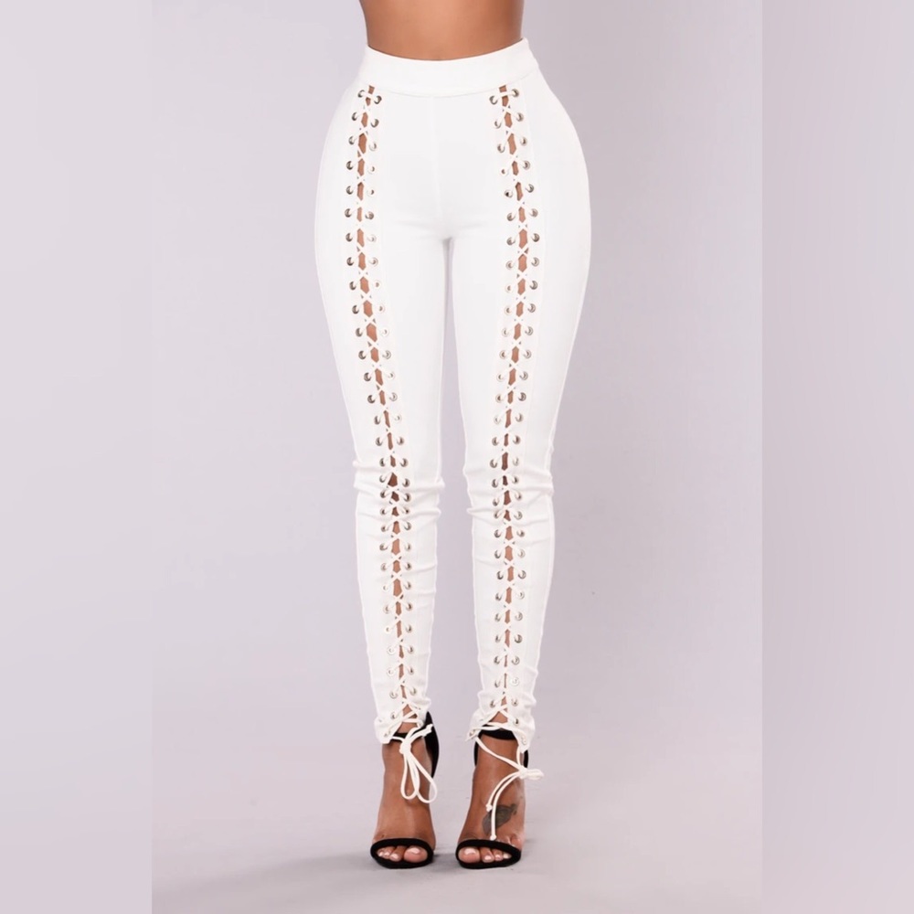 X’s And O’s Lace Up Pants- White Fashionnova
